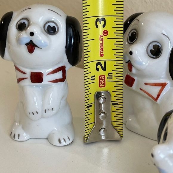 Vintage Anthropomorphic Dog Puppy Googly Big Eye Japan Figurine Kitsch Set Of 3 - Picture 5 of 10